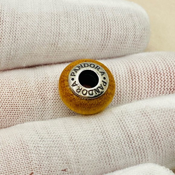 EUC HTF Pandora 790705 Sterling Silver Pau Amarelo Wood Charm - RETIRED - Picture 7 of 8